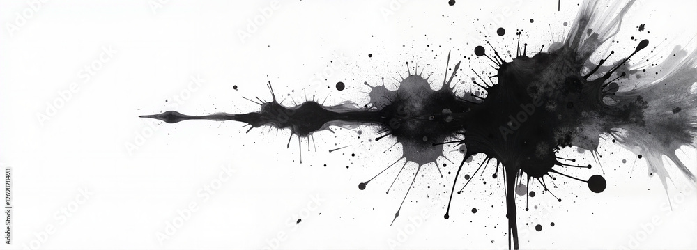 Fototapeta premium Abstract black ink splashes on white background