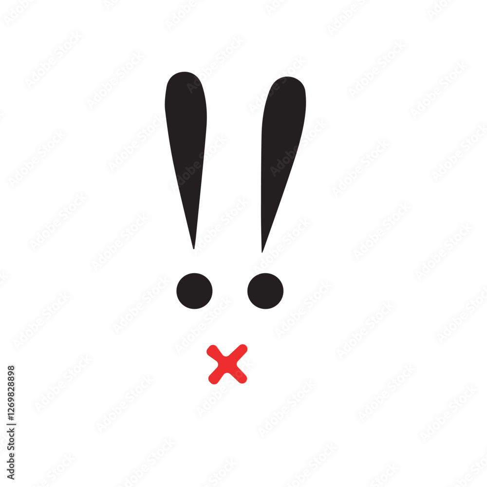 Flat drawing of rabbit, easter holiday Flat drawing of rabbit, easter holiday