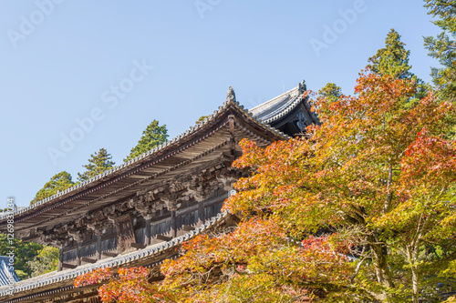 The Three Halls around the Engyoji Maniden in Himeji in Asia, Japan, Kansai, Himeji, in summer, on a sunny day. photo