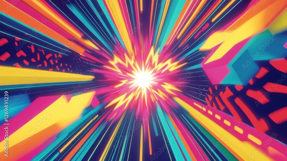 Fototapeta premium Vibrant Abstract Explosion: A Dynamic Burst of Colorful Energy and Light