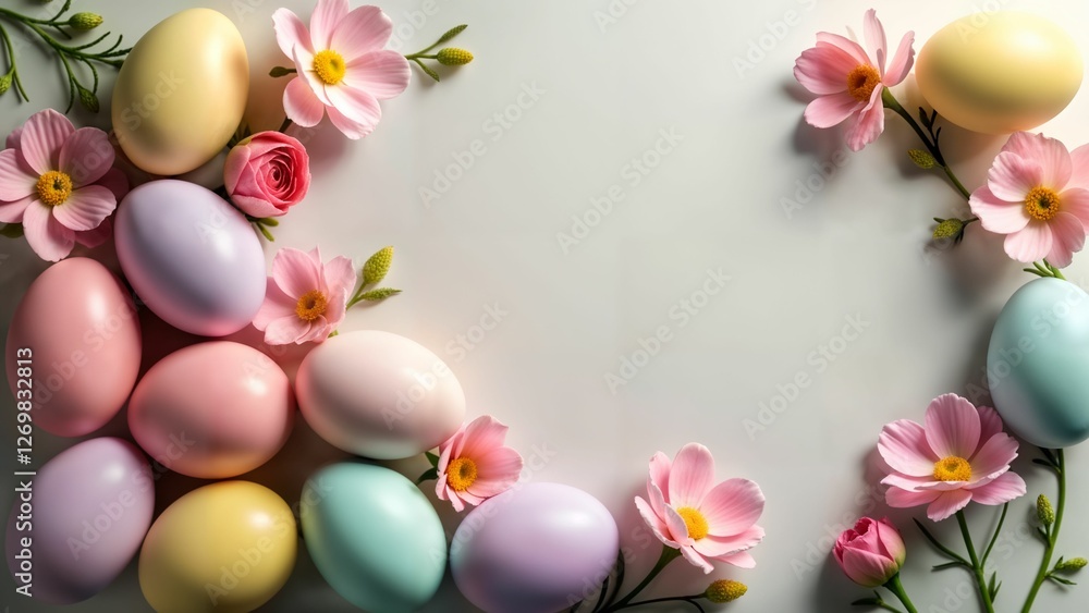 Colorful Easter Arrangement with Flowers and Eggs Colorful Easter Arrangement with Flowers and Eggs