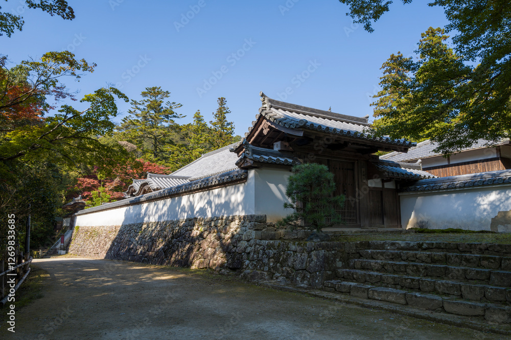 Jumyoin Temple around Engyoji Maniden in Himeji in Asia, Japan, Kansai, Himeji, in summer, on a sunny day. Jumyoin Temple around Engyoji Maniden in Himeji in Asia, Japan, Kansai, Himeji, in summer, on a sunny day.