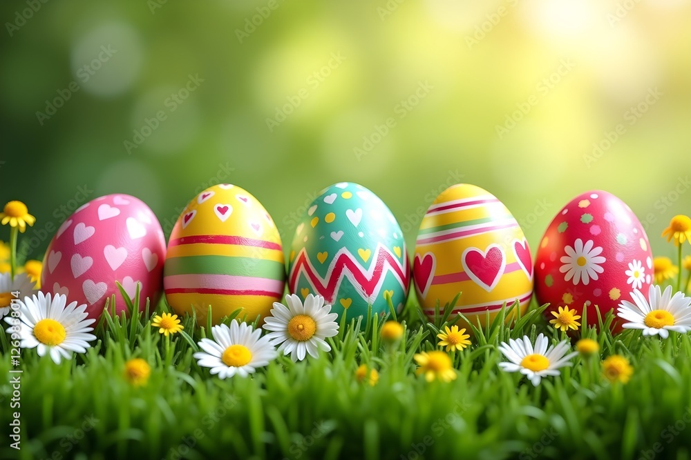 easter eggs on grass easter eggs on grass