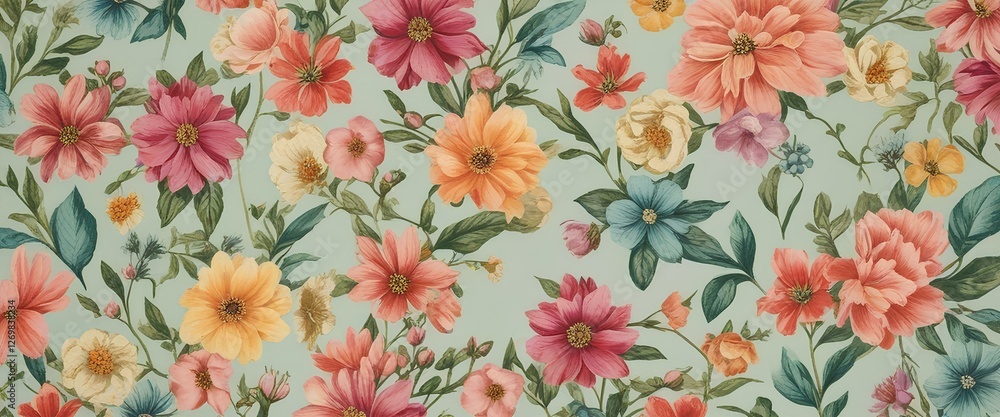 Background with a floral background in a hand-drawn style in pastel shades Background with a floral background in a hand-drawn style in pastel shades