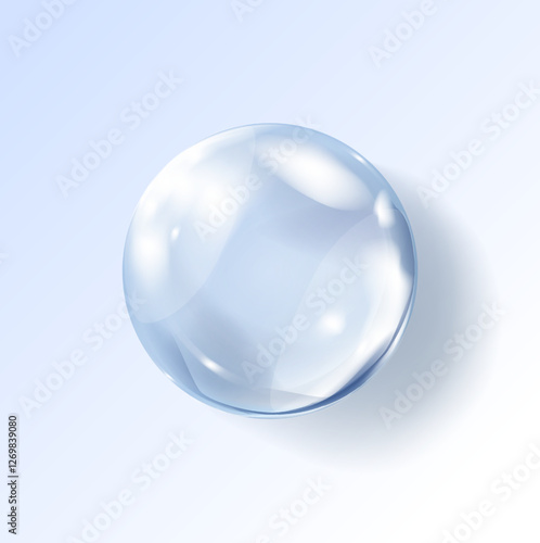 Transparent hyaluronic acid bubbles. Clear collagen drops. Cosmetic serum. Skin care product. Vector illustration