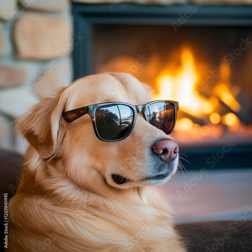 Cartoon-style meme dog chilling in oversized sunglasses, capturing trendy humor and carefree attitude. Bold expression, warm ambiance, and charismatic presence add charm.
