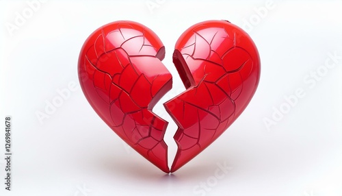3d broken heart icon on white background