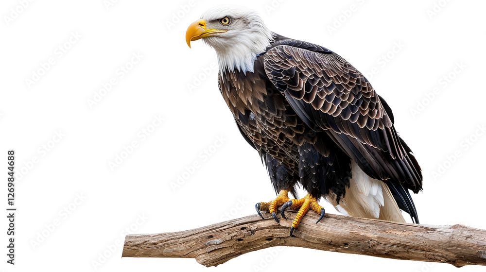 Obraz premium Majestic American Bald Eagle and Golden Eagle on White Background