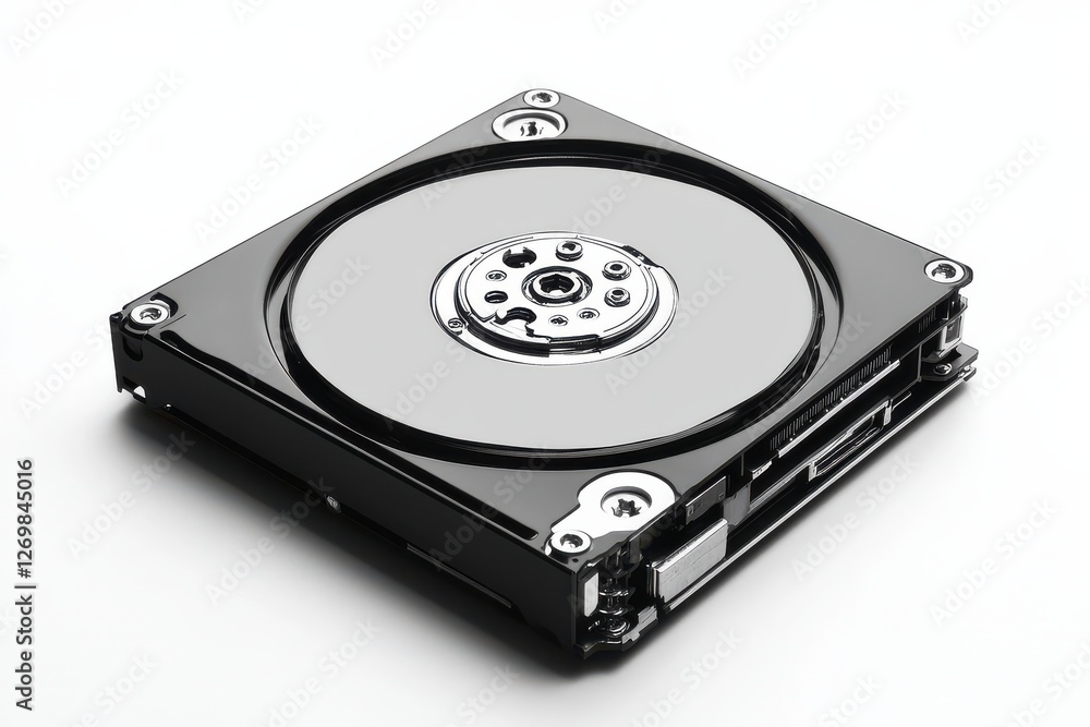 Exploring the intricate design and technology of a modern hard disk drive on a minimalist background isolated on transparent background Exploring the intricate design and technology of a modern hard disk drive on a minimalist background isolated on transparent background