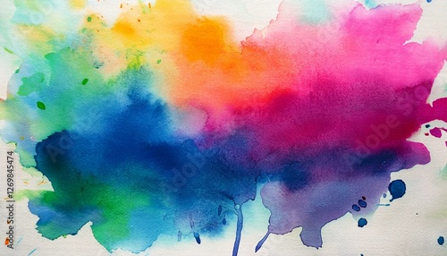 color watercolor splashes on genuine paper colourful watercolour background abstract aquarelle brush strokes texture artistic banner template background