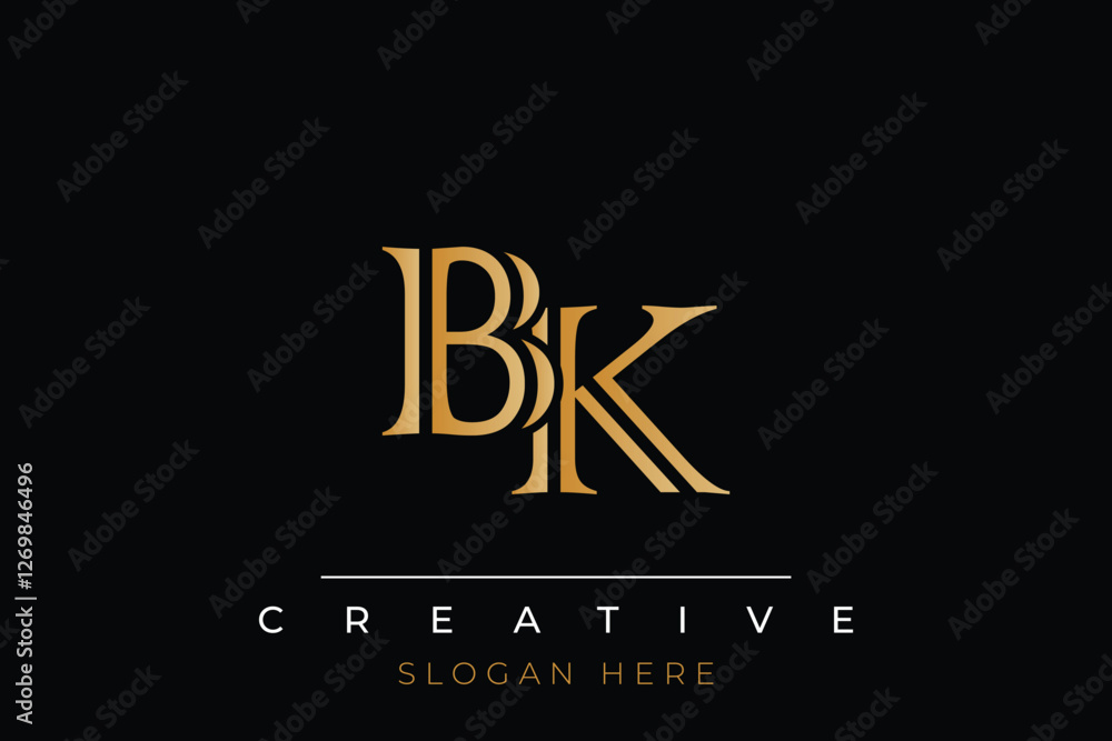 Sophisticated gold BK monogram logo on a sleek black background, ideal for branding, creative design, and luxurious themes. Sophisticated gold BK monogram logo on a sleek black background, ideal for branding, creative design, and luxurious themes.