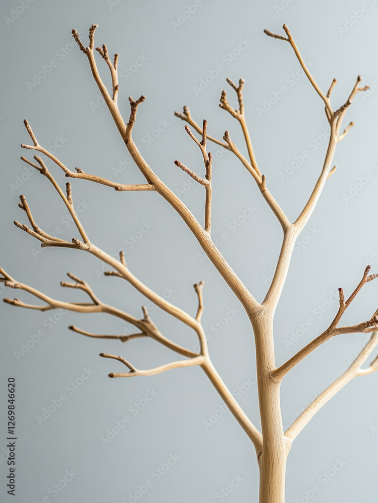 Fototapeta premium Bare tree branches against a light background.