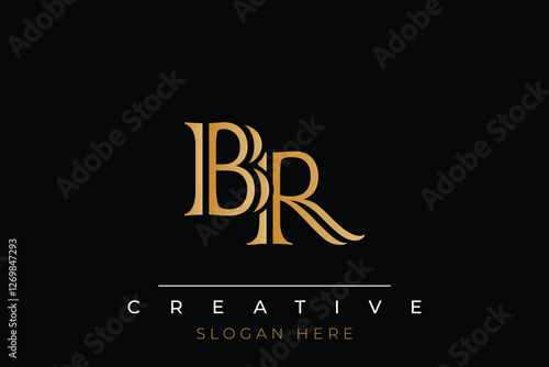 Wallpaper Mural Sophisticated gold BR monogram logo on a sleek black background, ideal for branding, creative design, and luxurious themes. Torontodigital.ca