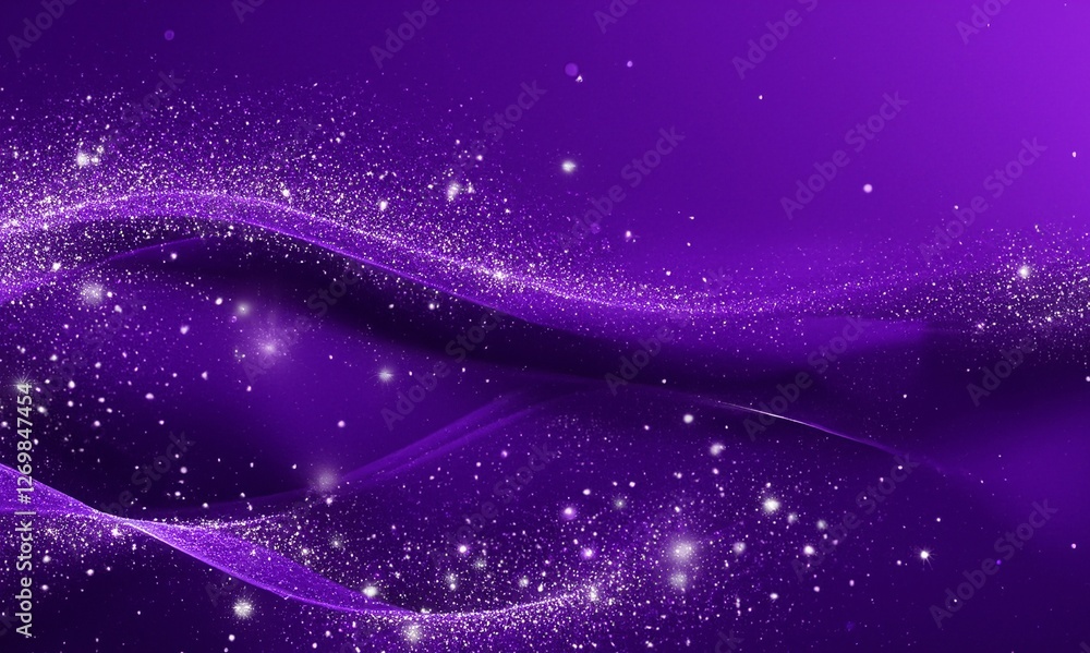 Obraz premium Abstract violet elegant background with glitter and waves. Luxury and aesthetic dark purple background. Shiny color purple gold wave design element. Waves style concept for web banner, flyer, card.