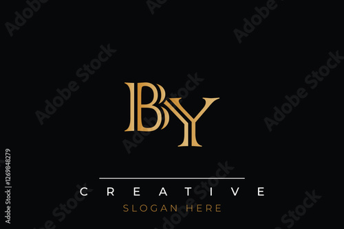 Sophisticated gold BY monogram logo on a sleek black background, ideal for branding, creative design, and luxurious themes.