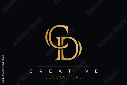 Sophisticated gold CD monogram logo on a sleek black background, ideal for branding, creative design, and luxurious themes.