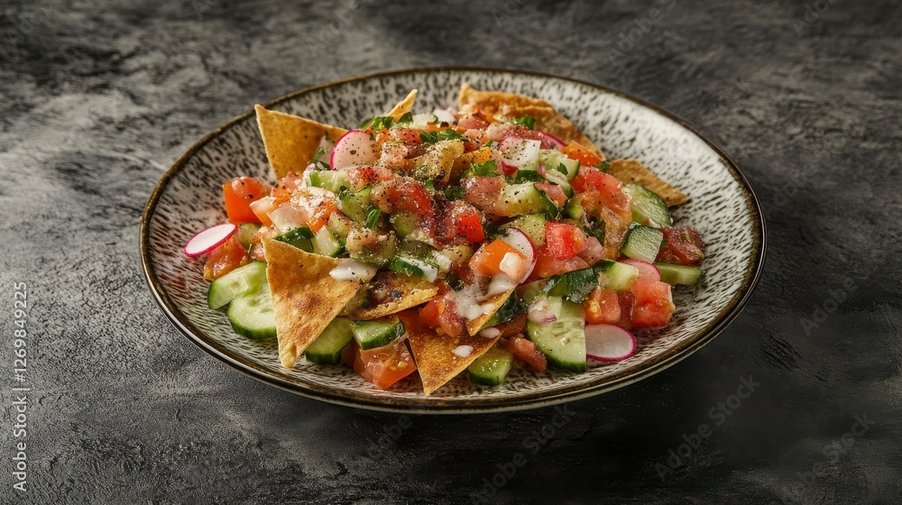 Scrumptious Mediterranean Salad with Pita Chips: A Vibrant and Refreshing Dish Scrumptious Mediterranean Salad with Pita Chips: A Vibrant and Refreshing Dish