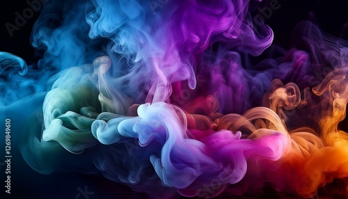 dark abstract background with colorful smoke