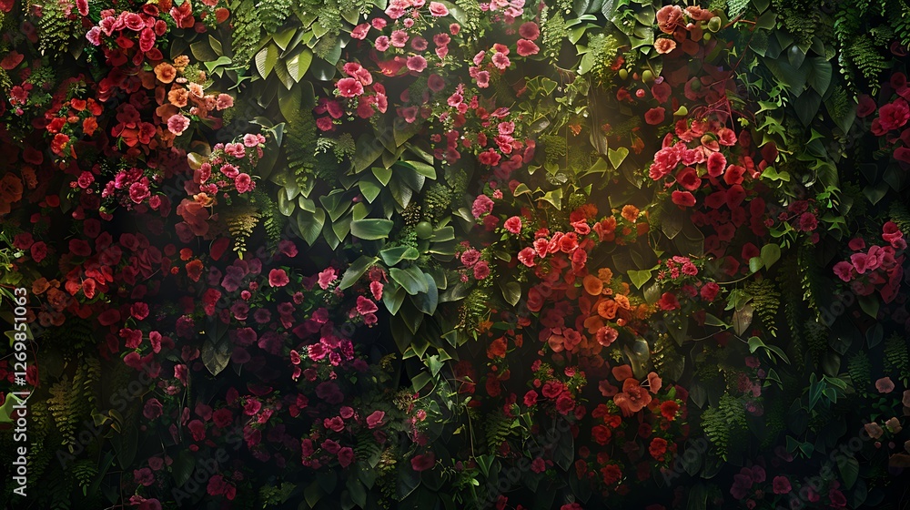 A stunning, clear shot of a wall blanketed in vibrant flowers, captured in HD clarity. A stunning, clear shot of a wall blanketed in vibrant flowers, captured in HD clarity.