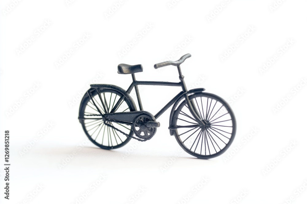 Obraz premium A detailed miniature bicycle resting on a smooth surface for creative display at home isolated on transparent background