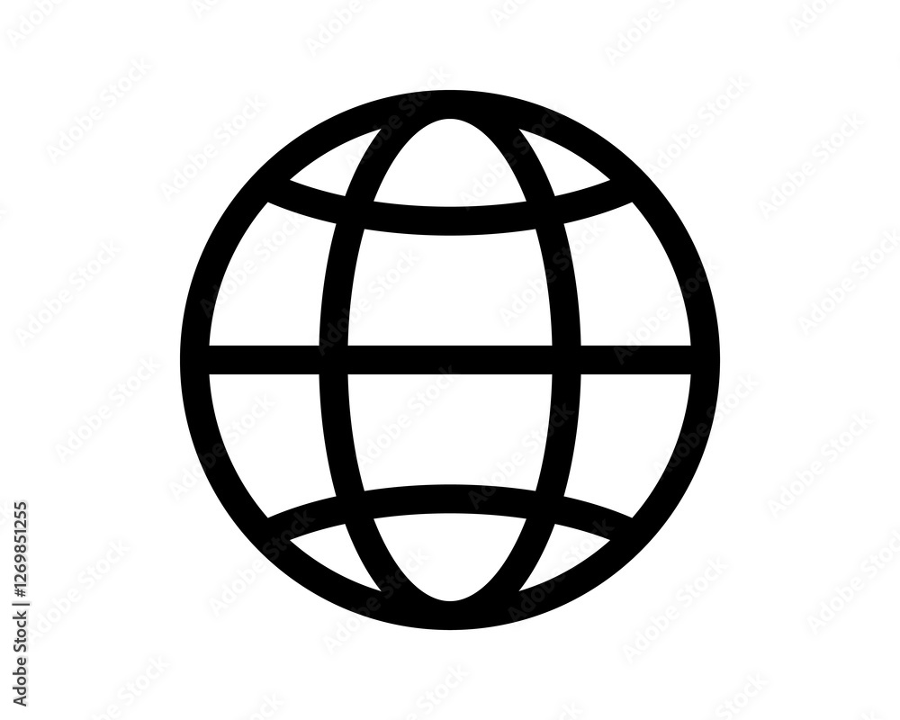 Bold, minimalist globe icon. Perfect for websites, apps, presentations needing a clean, modern global theme. Bold, minimalist globe icon. Perfect for websites, apps, presentations needing a clean, modern global theme.
