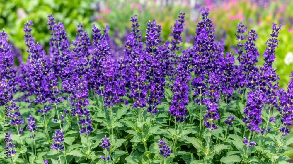 Obraz premium Stunning Purple Lavender Blossoms in a Vibrant Garden