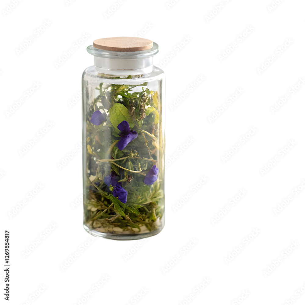 Jar with herbs for tea Jar with herbs for tea
