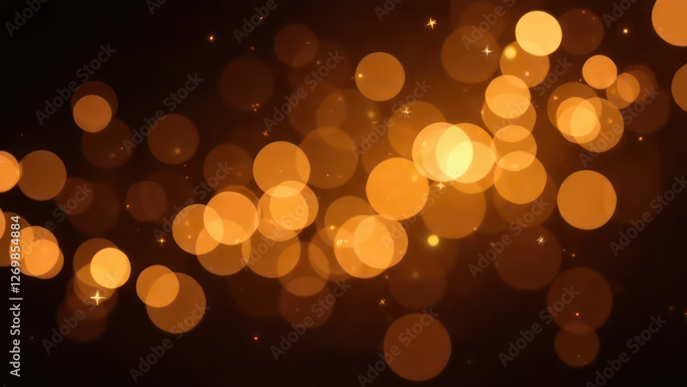 Obraz premium festive abstract Christmas background, glowing golden bokeh lights on dark backdrop