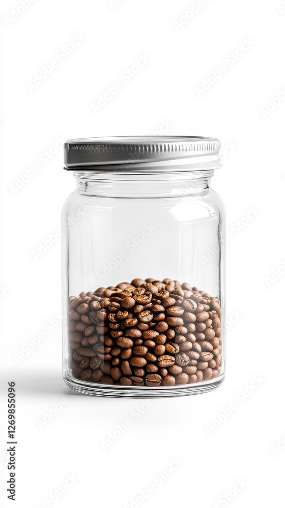 Glass Jar of Roasted Coffee Beans Glass Jar of Roasted Coffee Beans