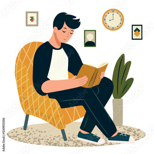 Bookcrossing, people reading books. Literature lovers, hobby and education concept. Student enjoying novel. Vector