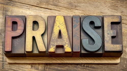 Wallpaper Mural The word praise displayed using vintage wooden letterpress blocks Torontodigital.ca