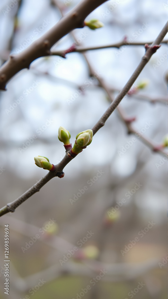 Buds on a tree in spring, blurred background Buds on a tree in spring, blurred background