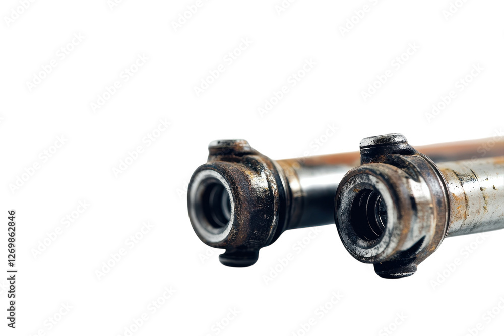Rusty mechanical parts resting on a clean white surface with intricate details captured beautifully isolated on transparent background Rusty mechanical parts resting on a clean white surface with intricate details captured beautifully isolated on transparent background