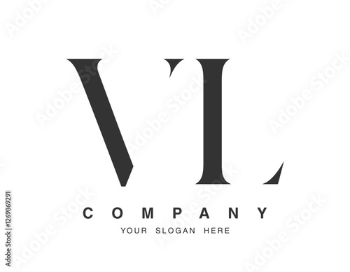 VL logo design. Initial letter v and l serif font style. Creative classic company name typography. Trendy logotype or identity.