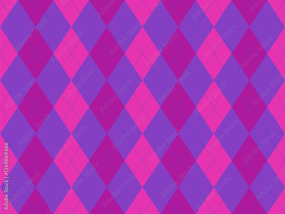 Vibrant pink and purple argyle pattern. Perfect for fashion, textile, or website backgrounds. Vibrant pink and purple argyle pattern. Perfect for fashion, textile, or website backgrounds.