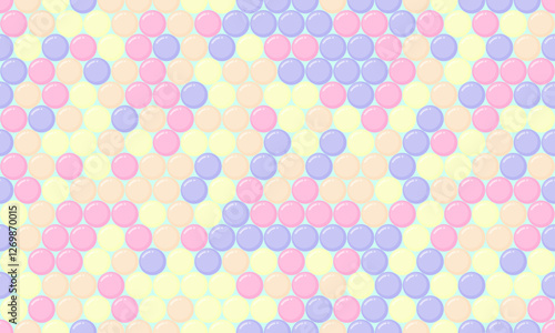 Polka dot pattern with colorful round spots, ideal for textile fabrics, seamless wallpapers, and abstract backgrounds with a geometric touch.