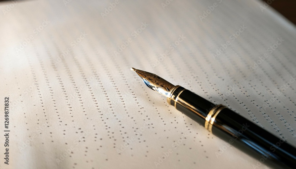 Fototapeta premium pen poised above dotted paper