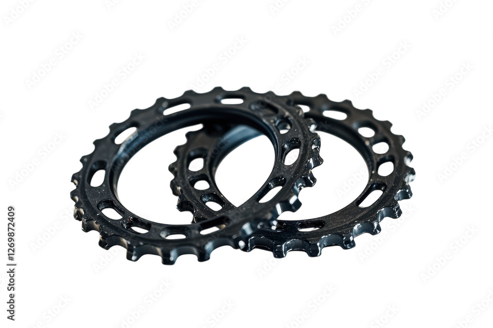 Intricate black gear rings showcasing detail and craftsmanship on a light background isolated on transparent background Intricate black gear rings showcasing detail and craftsmanship on a light background isolated on transparent background