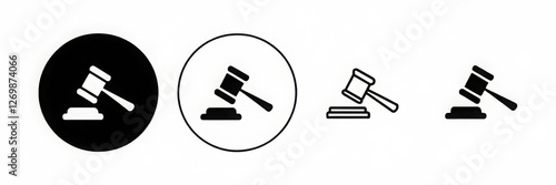 Gavel icon set. judge gavel icon vector. law icon vector. auction hammer 
