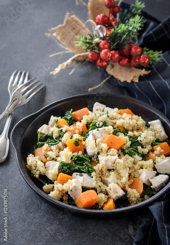 Chicken, Kale, Quinoa and Pumpkin Salad Bowl