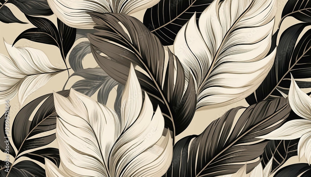 seamless pattern tropical leaves abstract background exotic wallpaper beige black and white seamless pattern tropical leaves abstract background exotic wallpaper beige black and white