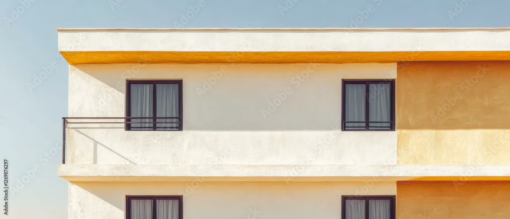 Clean architectural lines of a modern building under a clear sky at midday Clean architectural lines of a modern building under a clear sky at midday