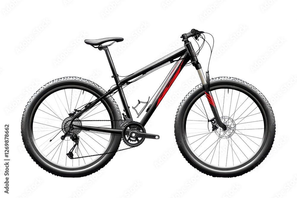 A sleek mountain bike ready for adventure on rugged trails in the great outdoors isolated on transparent background A sleek mountain bike ready for adventure on rugged trails in the great outdoors isolated on transparent background