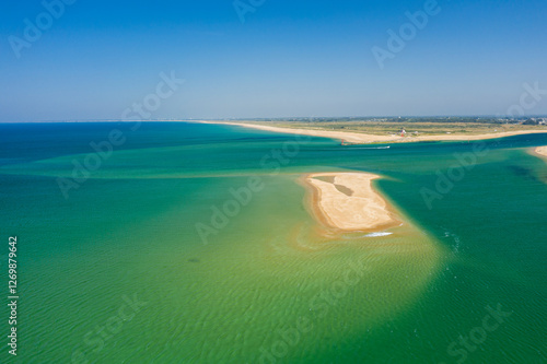 The Etel bar in Europe, France, Brittany, Morbihan, Etel, in summer, on a sunny day.