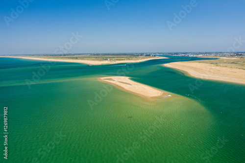 The Etel bar in Europe, France, Brittany, Morbihan, Etel, in summer, on a sunny day.