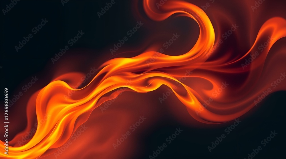 Dynamic abstract design featuring flowing flames in vibrant orange and red hues against a black background Dynamic abstract design featuring flowing flames in vibrant orange and red hues against a black background