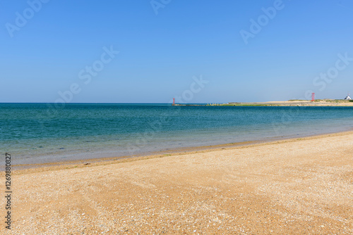 The Etel bar in Europe, France, Brittany, Morbihan, Etel, in summer, on a sunny day.