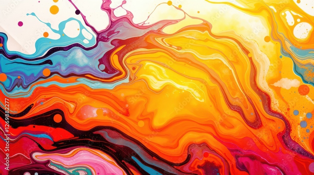 Fototapeta premium Abstract fluid art with a vibrant color palette, perfect for modern design, or a colorful background.