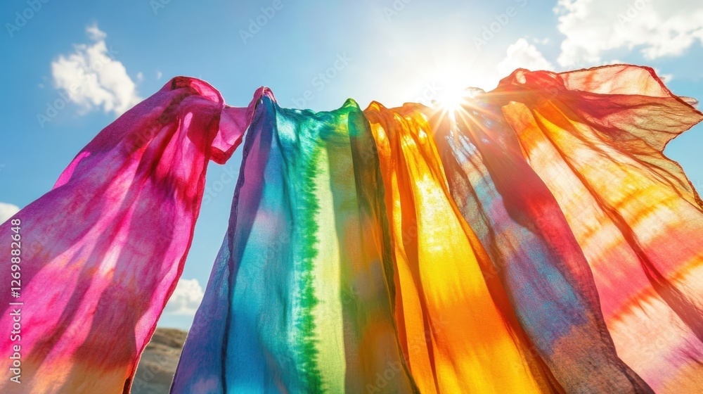 Tie-Dye Scarves Blowing In The Wind Tie-Dye Scarves Blowing In The Wind