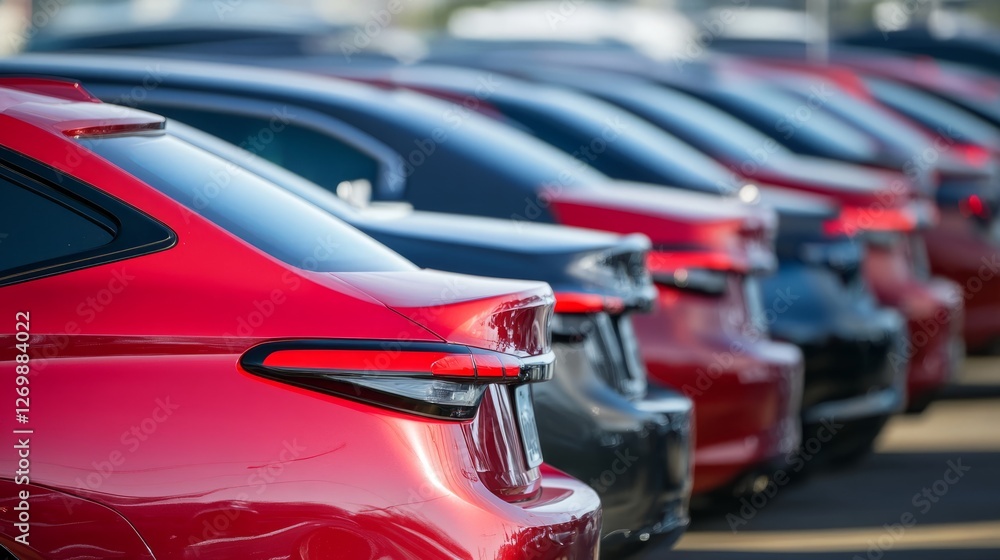 Obraz premium Car purchase site, car buyers at the dealership to check the new car, car sales